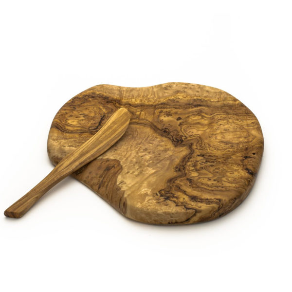 Olive wood Cheese platter with spreader