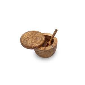 Olive wood Magnetic salt keeper with scoop